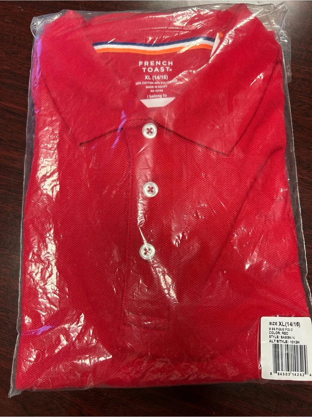 French Toast Bright Red Polo Shirt for Kids